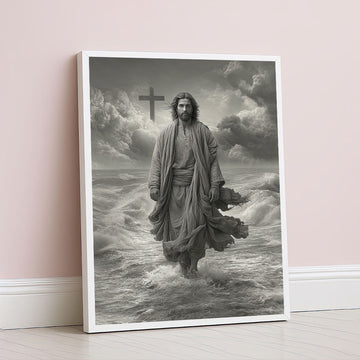 Mystical Jesus Walking On Water Canvas Wall Art