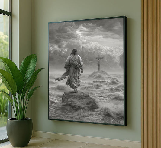 Mystical Jesus Walking On Water Canvas Wall Art