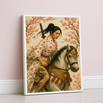 Enchanting Samurai Woman With Tattoos Canvas Wall Art
