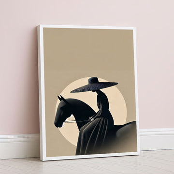 Elegant Woman On Horse In Shadow Canvas Wall Art