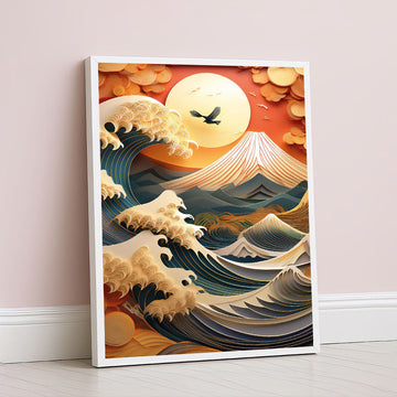 Dramatic Ocean Waves And Mountain Landscape Canvas Wall Art