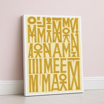 Bold Golden Abstract Typography Canvas Wall Art