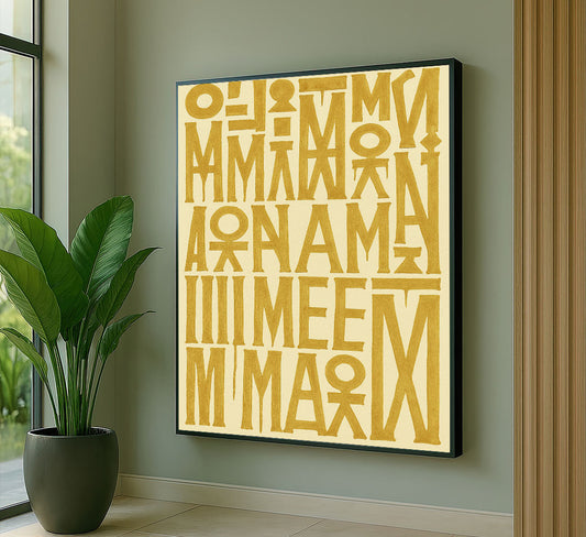 Bold Golden Abstract Typography Canvas Wall Art
