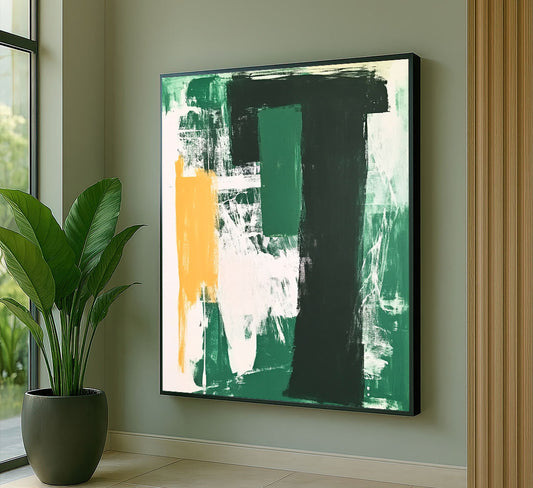 Bold Green And Yellow Abstract Canvas Wall Art