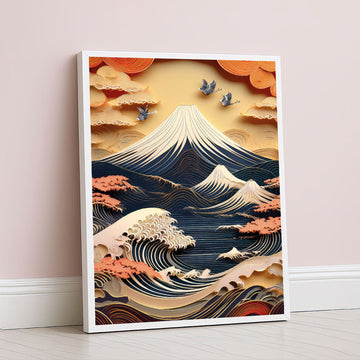 Majestic Mount Fuji With Rolling Waves Canvas Wall Art