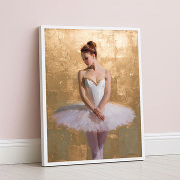 Elegant Ballerina In White Tutu Canvas Wall Art