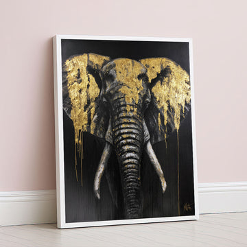Majestic Elephant With Gold Accents Canvas Wall Art