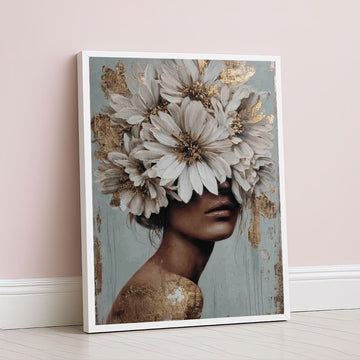 Enchanting Woman With Floral Headpiece Canvas Wall Art