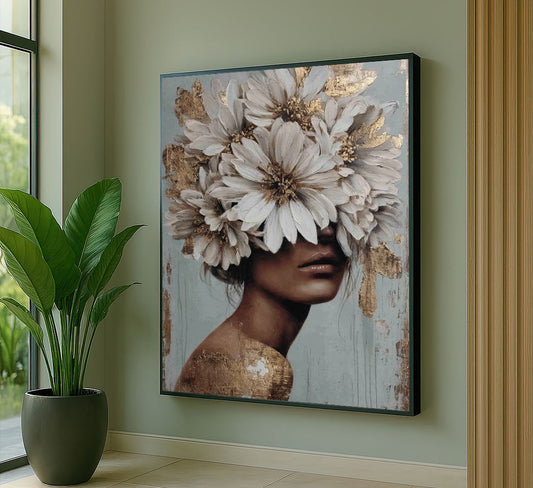Enchanting Woman With Floral Headpiece Canvas Wall Art