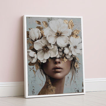 Enchanting Woman With Golden Floral Crown Canvas Wall Art
