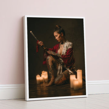 Enchanting Tattooed Woman With Katana Canvas Wall Art