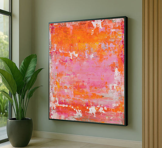 Vibrant Pink And Orange Abstract Canvas Wall Art
