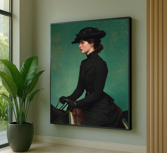 Elegant Victorian Woman Riding Horse Canvas Wall Art
