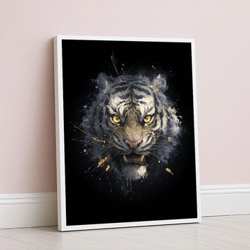 Fierce Tiger With Golden Eyes Canvas Wall Art