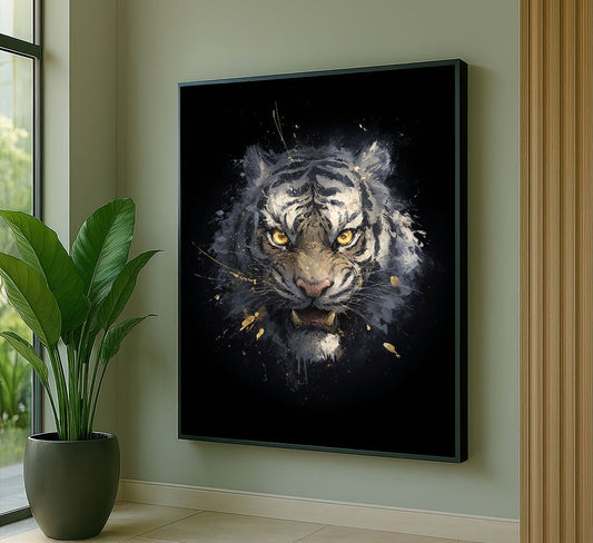 Fierce Tiger With Golden Eyes Canvas Wall Art
