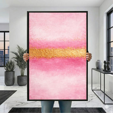 Enchanting Pink And Gold Abstract Canvas Wall Art