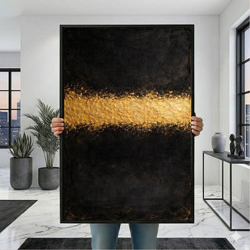 Dramatic Black And Gold Abstract Canvas Wall Art