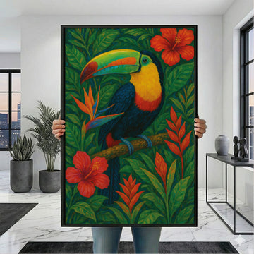 Vibrant Toucan With Colorful Beak And Foliage Canvas Wall Art