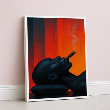 Striking Black Woman Smoking Cigar Canvas Wall Art