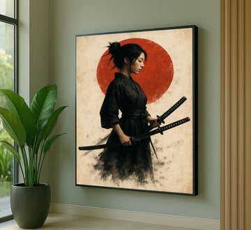 Enchanting Samurai Woman With Swords Canvas Wall Art