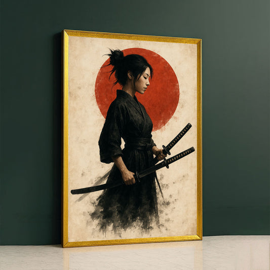 Enchanting Samurai Woman With Swords Canvas Wall Art