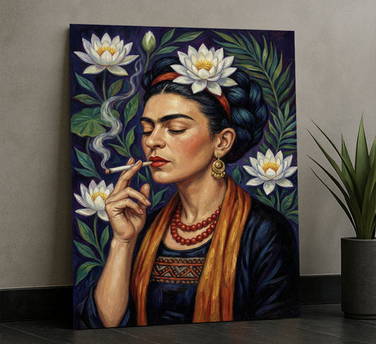 Enchanting Woman With Lotus Flowers Canvas Wall Art