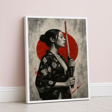 Enchanting Samurai Woman With Katana Canvas Wall Art