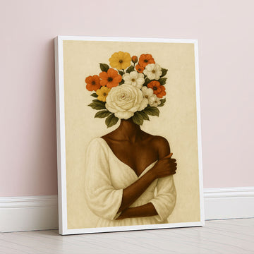Elegant Woman With Floral Headpiece Canvas Wall Art
