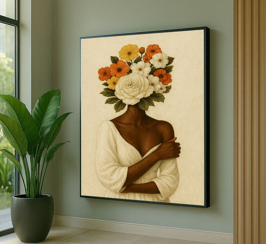 Elegant Woman With Floral Headpiece Canvas Wall Art