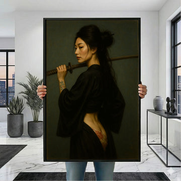Enchanting Samurai Woman With Tattoos Canvas Wall Art