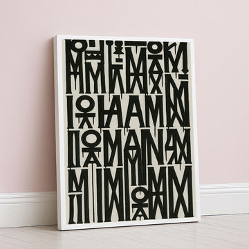 Vibrant Abstract Black Geometric Letters Canvas Wall Art