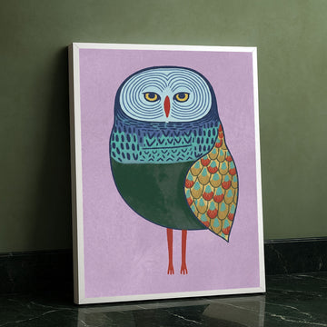 Vibrant Multicolored Owl Illustration Canvas Wall Art