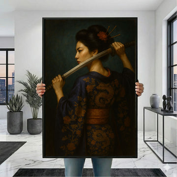 Enchanting Samurai Woman With Sword Canvas Wall Art