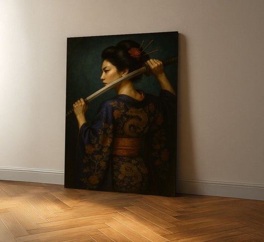 Enchanting Samurai Woman With Sword Canvas Wall Art