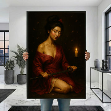 Enchanting Samurai Woman With Sword Canvas Wall Art