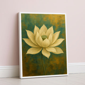 Elegant Yellow Lotus Blossom Canvas Wall Art