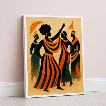 Dynamic African Women In Vibrant Dresses Canvas Wall Art
