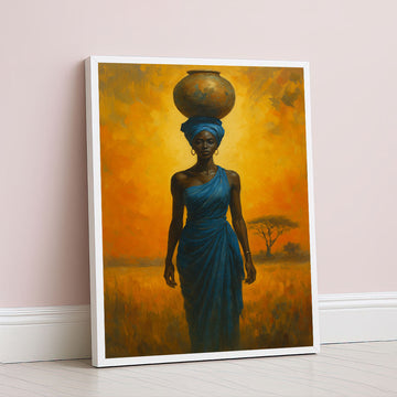 Majestic African Woman With Water Vessel Canvas Wall Art