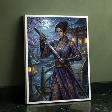 Enchanting Samurai Woman With Tattoos Canvas Wall Art