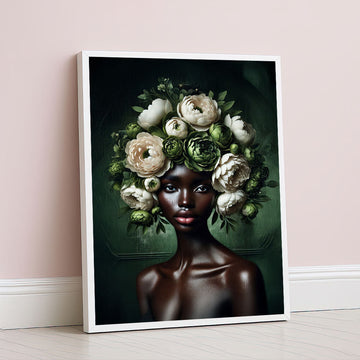 Enchanting Woman With Floral Headdress Canvas Wall Art