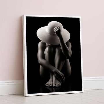 Mystical Woman In White Hat Silhouette Canvas Wall Art
