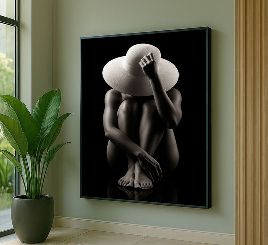 Mystical Woman In White Hat Silhouette Canvas Wall Art