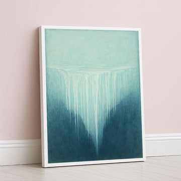 Surreal Waterfall In Abstract Blue Canvas Wall Art