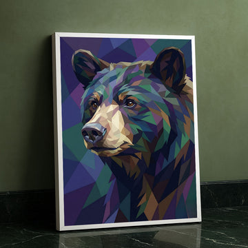 Striking Geometric Bear In Colorful Patterns Canvas Wall Art