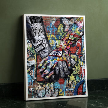 Vibrant Graffiti Hands In Unity Canvas Wall Art