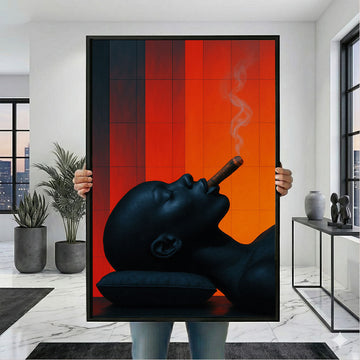 Bold Black Woman Smoking Cigar Canvas Wall Art Print | Modern Living Room Decor | Statement Piece