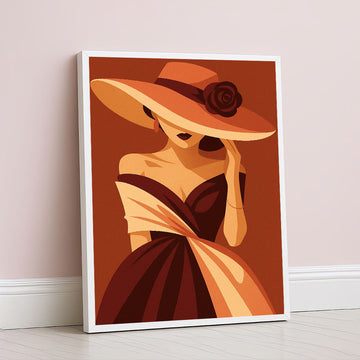Elegant Woman In Wide-brimmed Hat Canvas Wall Art