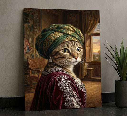 Majestic Cat In Regal Attire Canvas Wall Art
