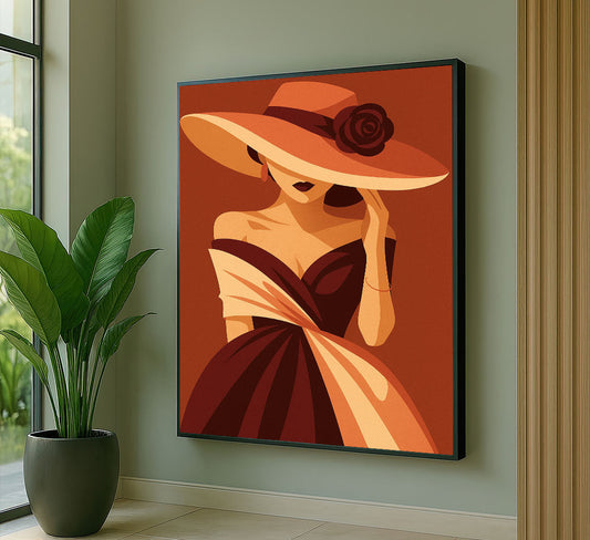 Elegant Woman In Wide-brimmed Hat Canvas Wall Art
