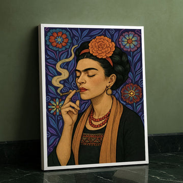 Enchanting Woman With Flower And Cigarette Canvas Wall Art
